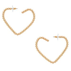 For Love and Lemons Heart Hoop Earrings in Gold